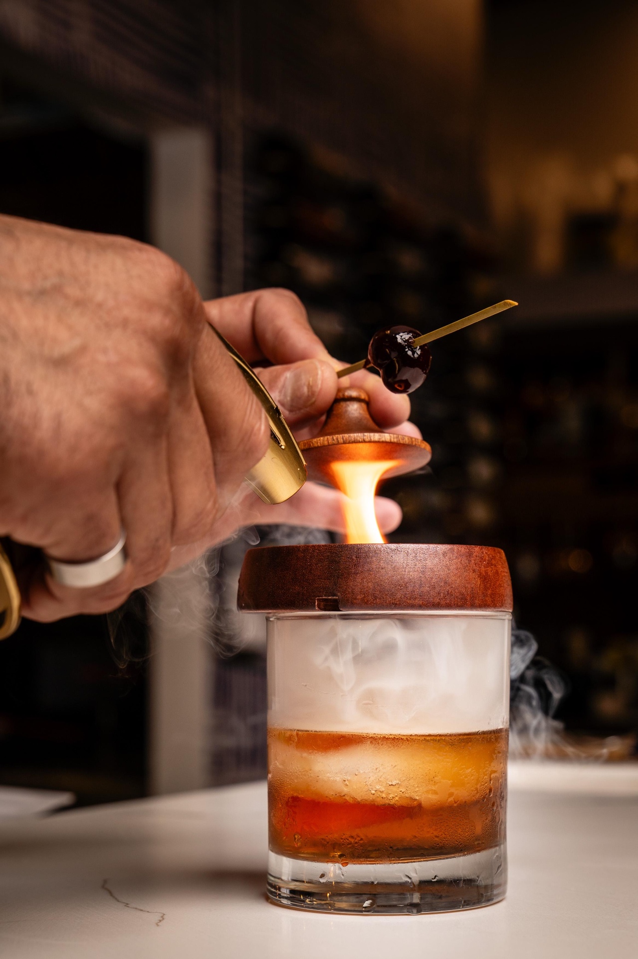 Signature flamed cocktail